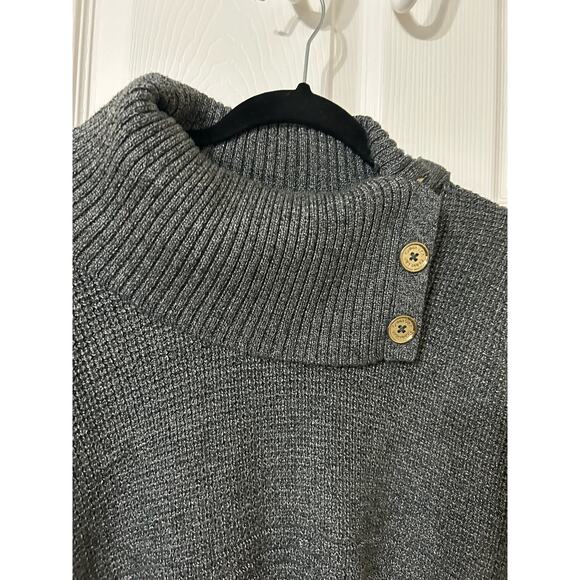 Calvin Klein Gray wide turrtleneck with button detail sweater, Size L - Picture 3 of 8